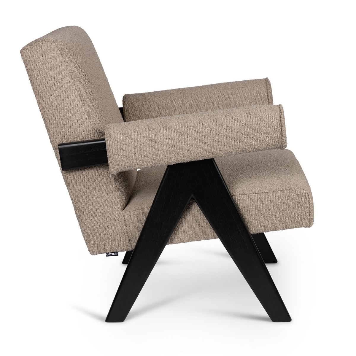 Poltrona Easy Lounge Eugene con braccioli Bouclè Taupe - struttura Charcoal Black - Pierre Jeanneret Edition