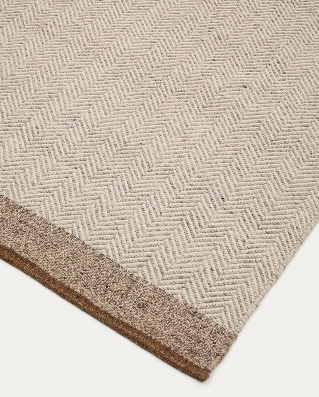 Tappeto Nifelia jacquard in lana beige