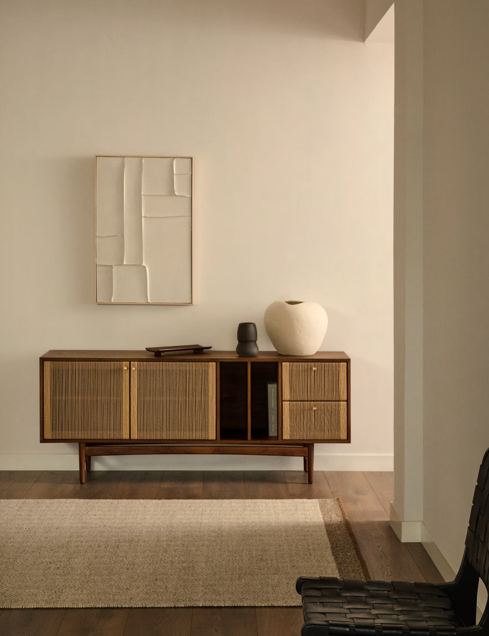 Tappeto Nifelia jacquard in lana beige