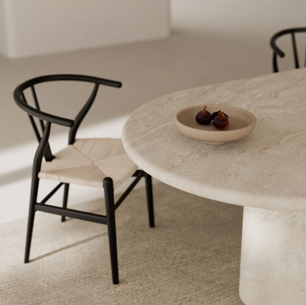 Tavolo LORRAINE 220x109cm in microcemento effetto marmo travertino