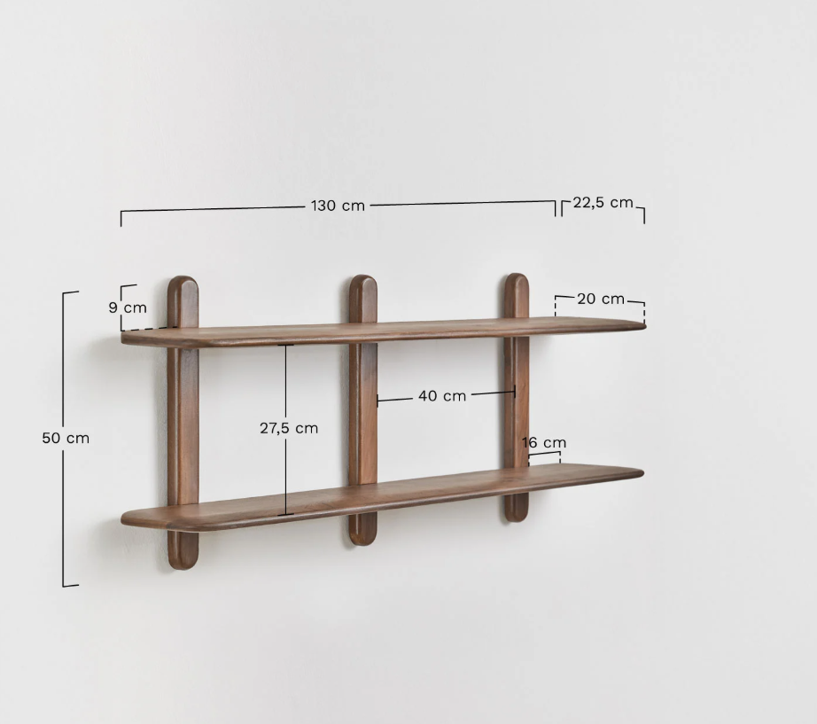 Mensola da parete in legno Veleta 130cm - Marrone acacia scuro