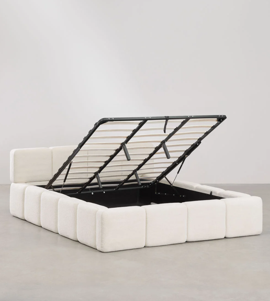 Letto con contenitore imbottito Jolcem bouclè