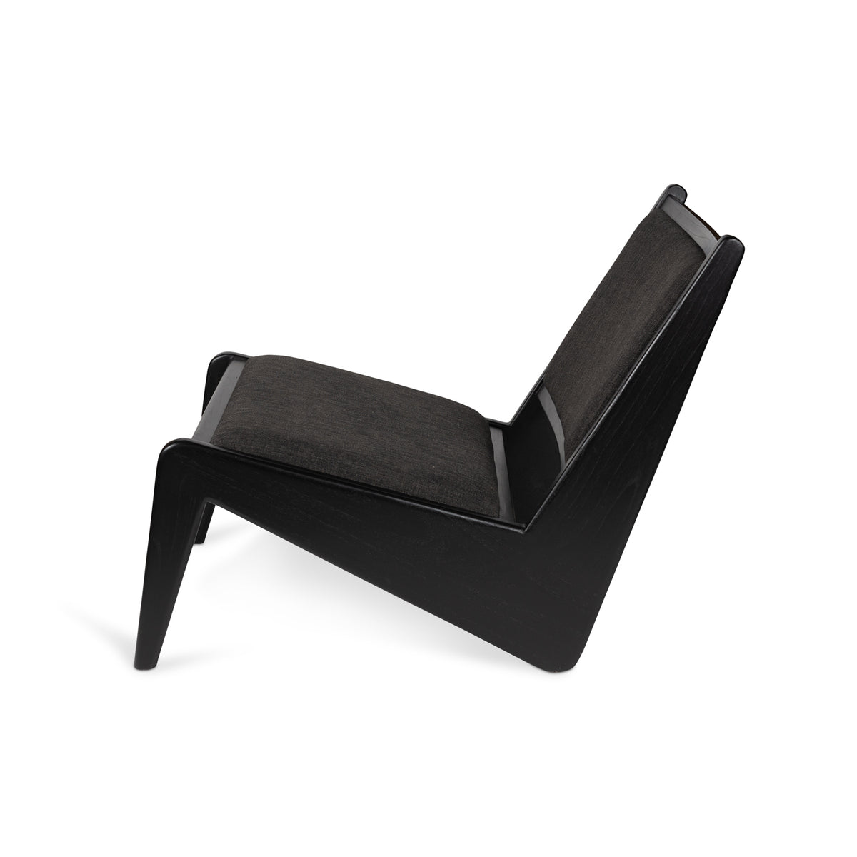 Sedia KANGAROO Imbottita - Charcoal Black - Pierre Jeanneret Edition