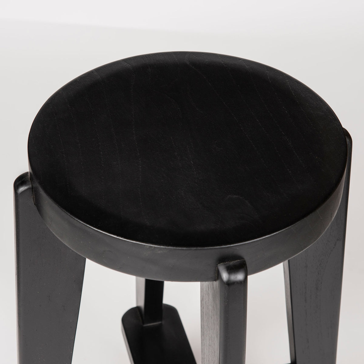 Bar Stool Wood DT.W.19. H68cm - Charcoal Black - Pierre Jeanneret Edition