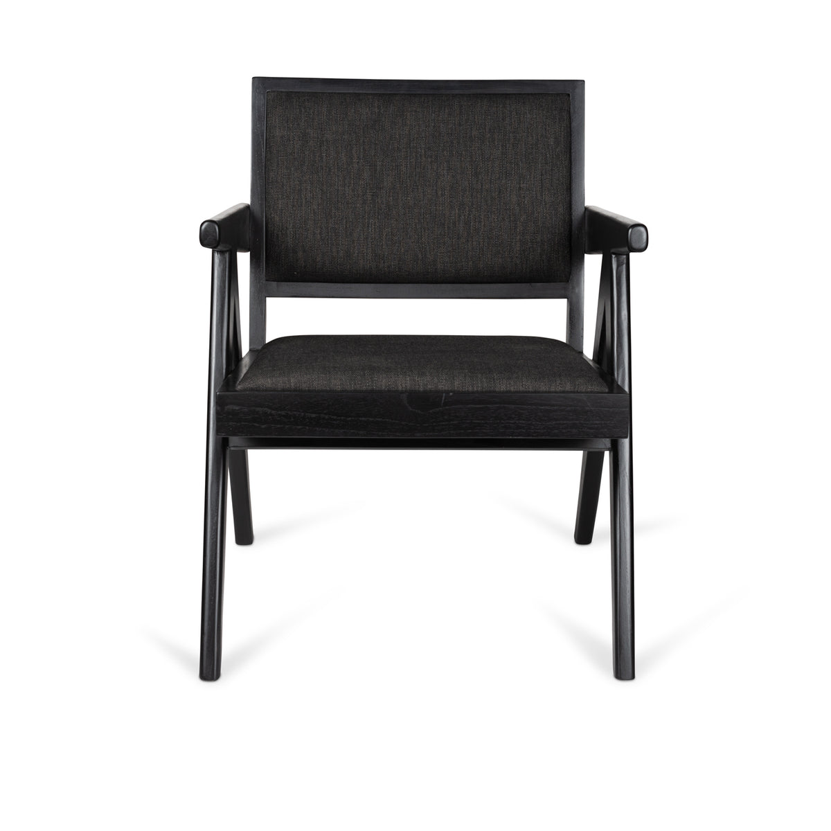 Easy Lounge Chair Jean Imbottita - Charcoal Black - Pierre Jeanneret Edition
