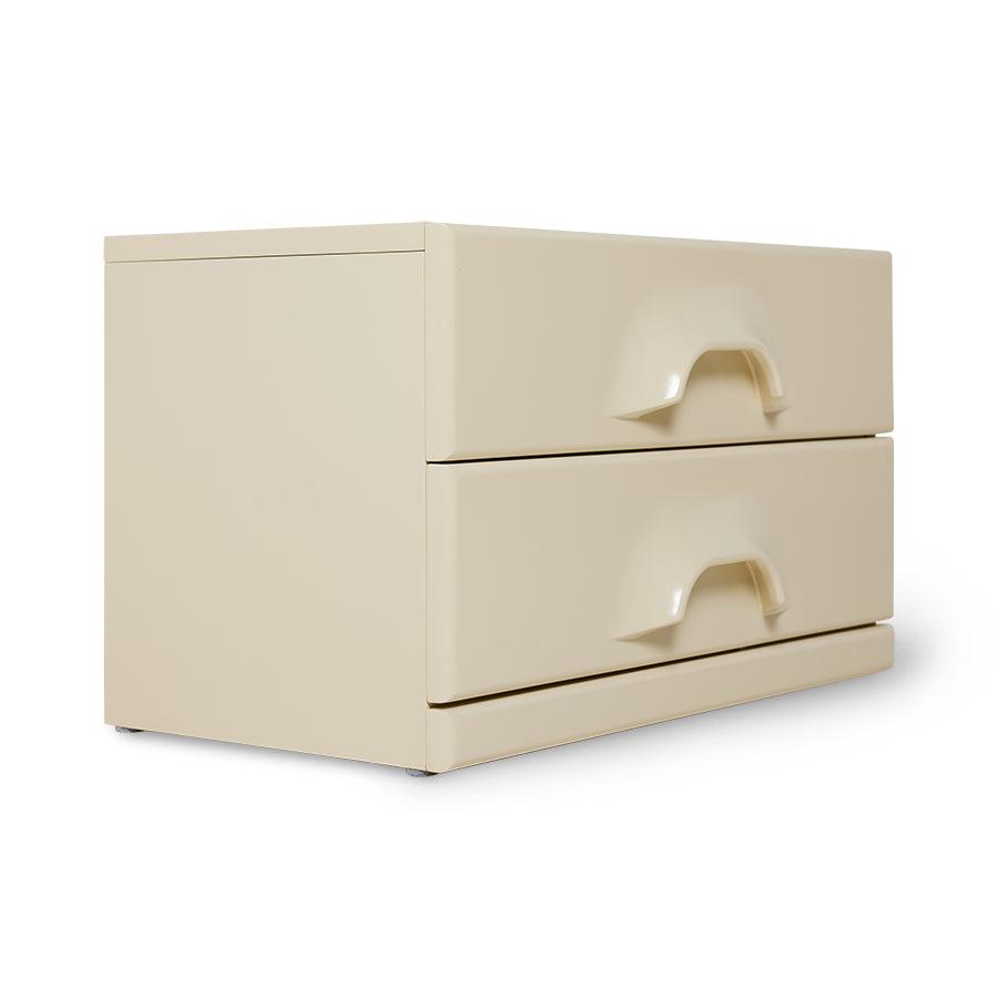 Cassettiera con 2 cassetti, crema