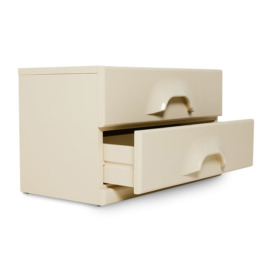 Cassettiera con 2 cassetti, crema