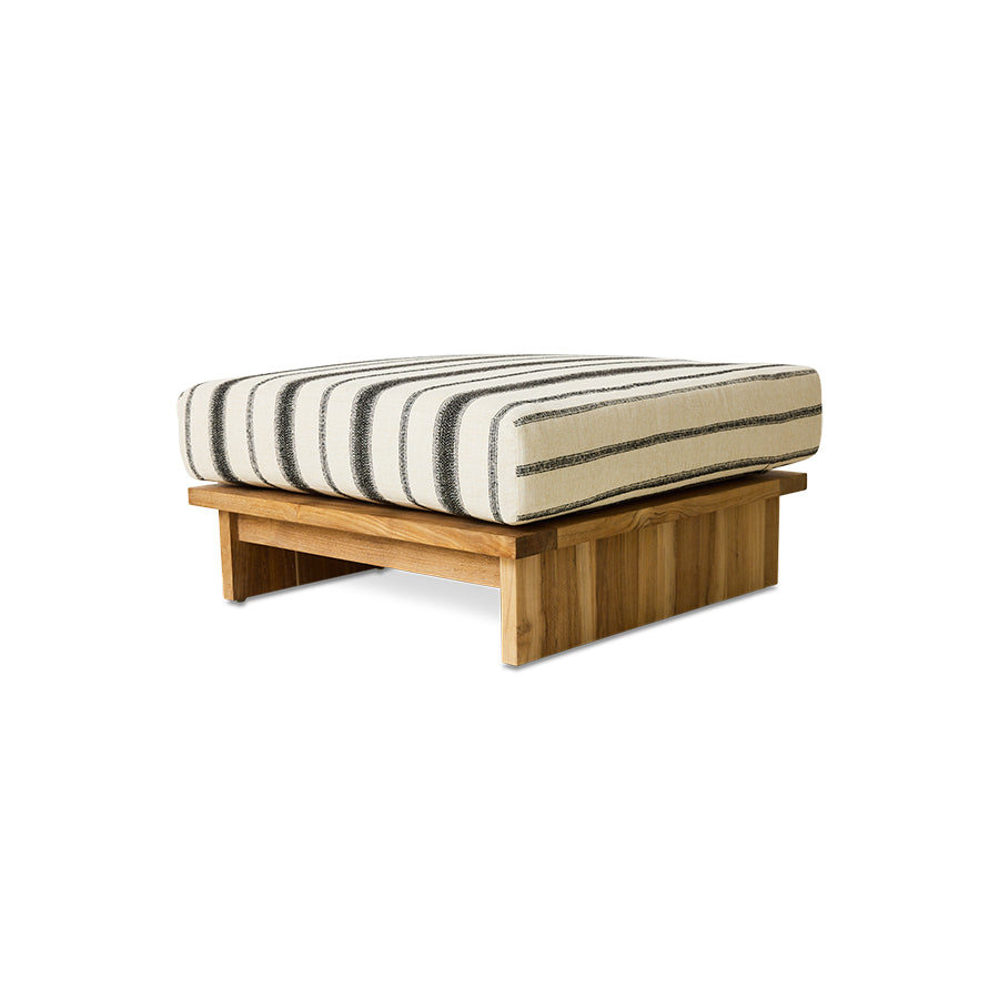 Pouf da esterno in teak, chalkstripe