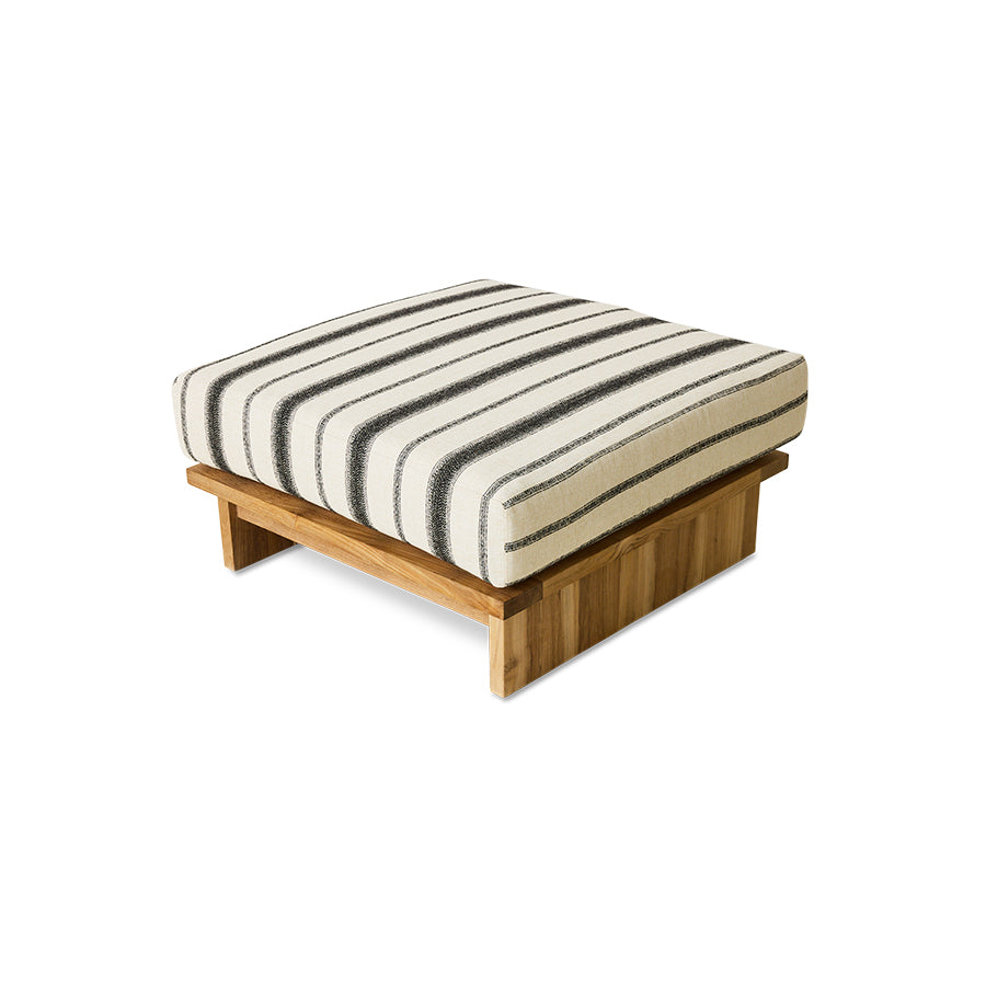 Pouf da esterno in teak, chalkstripe