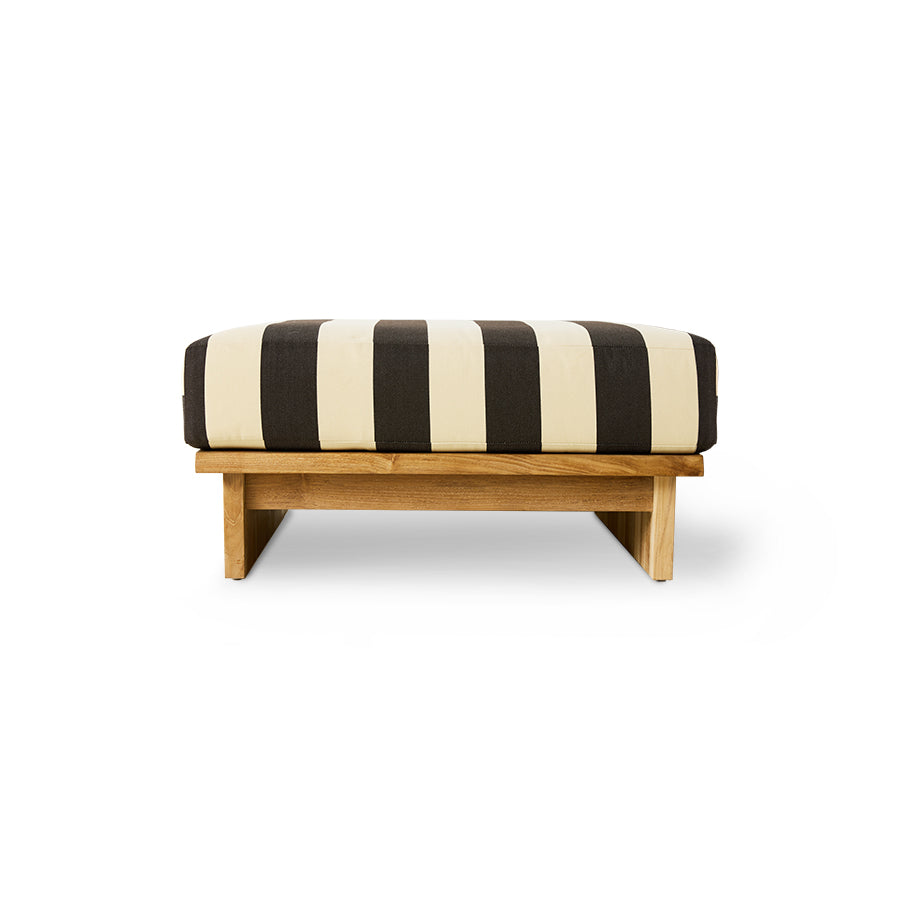 Pouf da esterno in teak, stracciatella