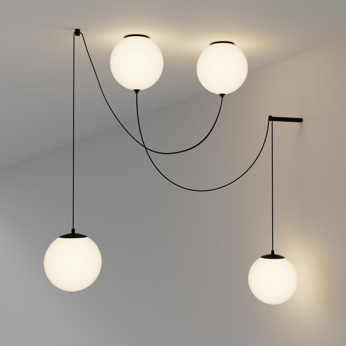 Lampada a sospensione Twins - Maytoni - Nero - MOD427PL-L20B3K1