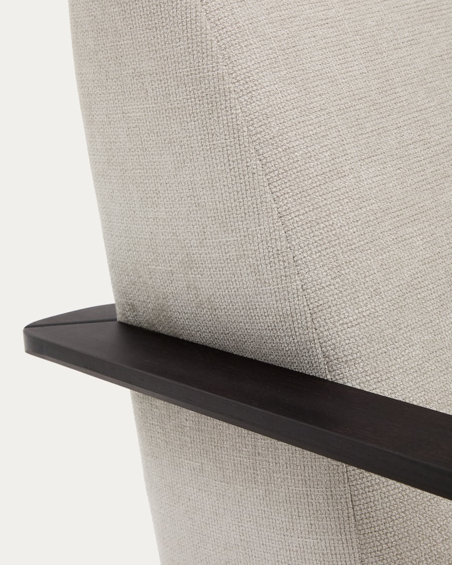 Fauteuil MEG en velours côtelé beige et bois wengé