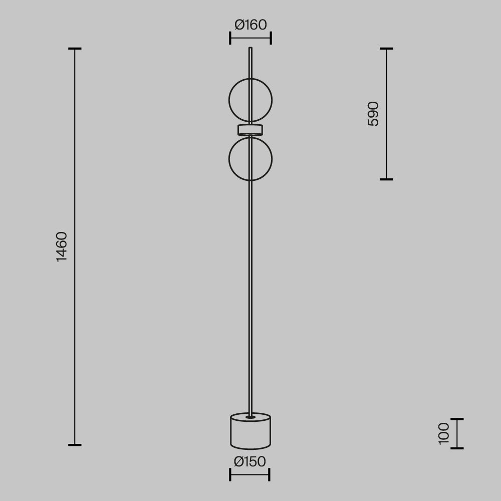 Lampada da terra Double Moon - Maytoni - Nero - MOD478FL-L15B3K