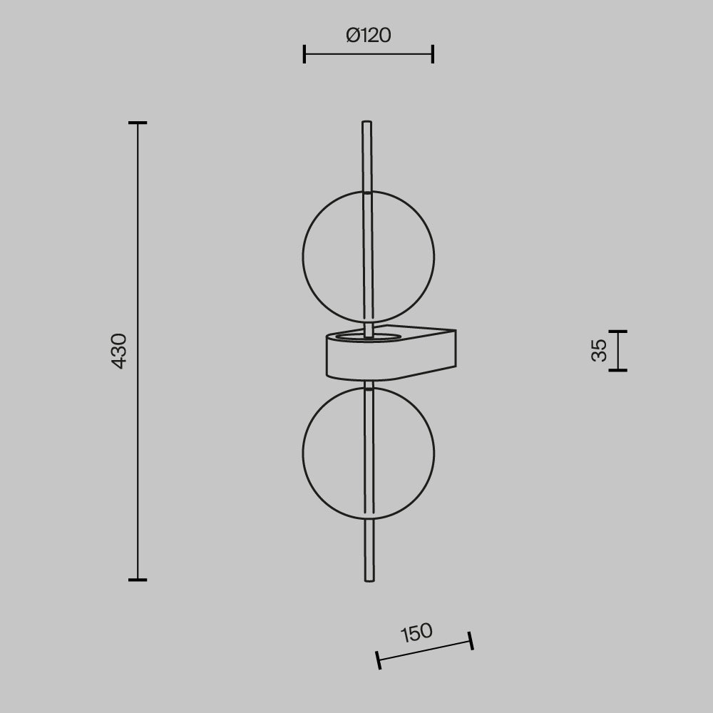 Lampada a muro Double Moon - Maytoni - Nero - MOD478WL-L8B3K