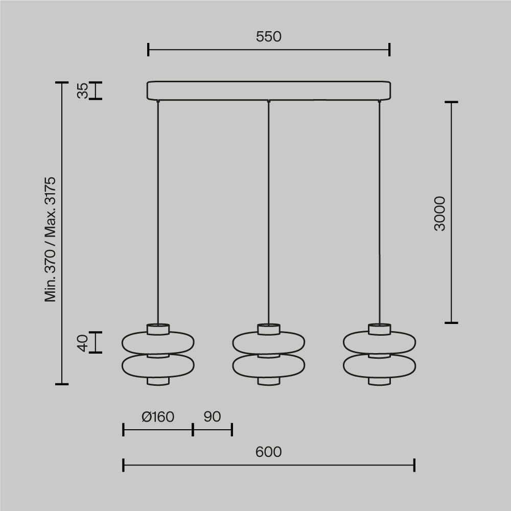 Lampada a sospensione Nuvem - Maytoni - Marrone - MOD497PL-L23BRK