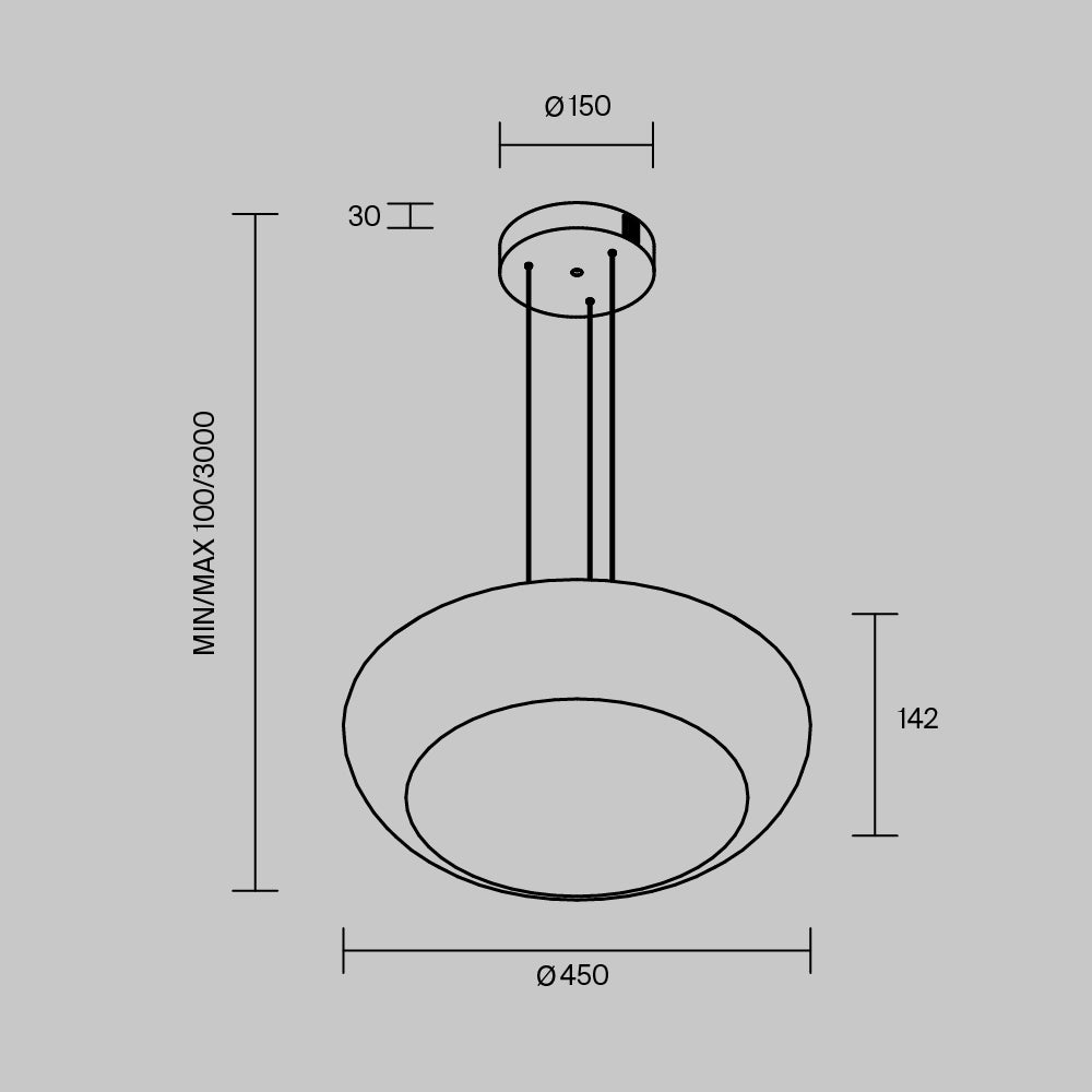Lampada a sospensione Bassa - Maytoni - Nero - MOD501PL-L20BK