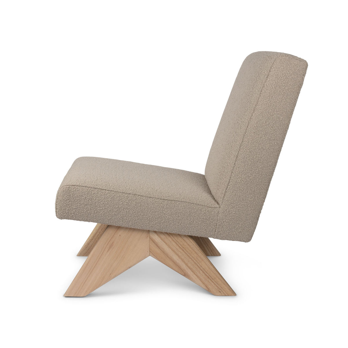 Poltrona Easy Lounge Eugene Armless Bouclè Taupe - struttura Natural - Pierre Jeanneret Edition