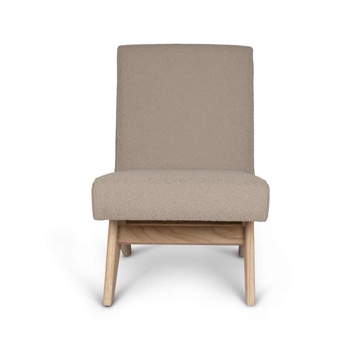 Poltrona Easy Lounge Eugene Armless Bouclè Taupe - struttura Natural - Pierre Jeanneret Edition