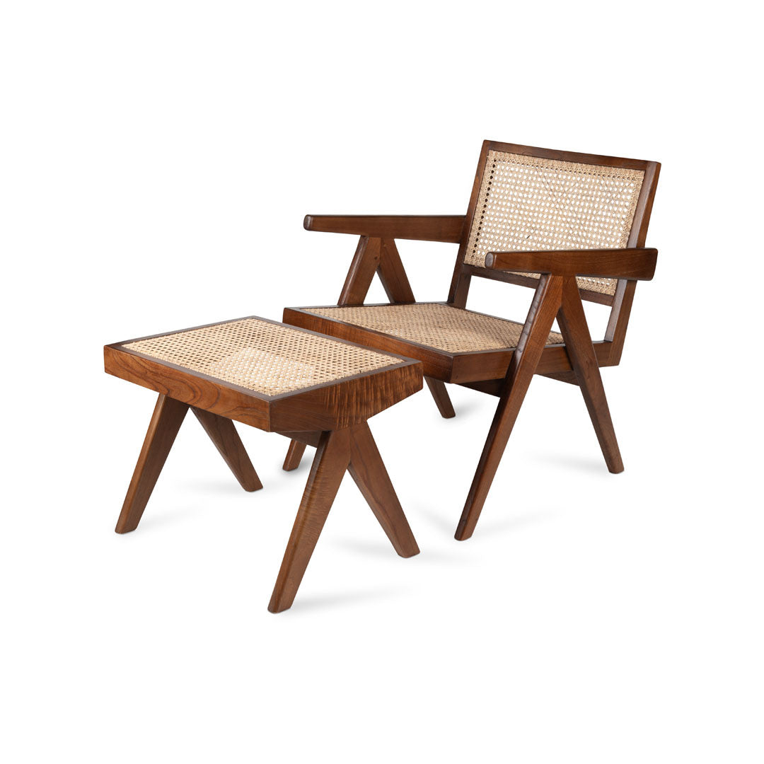 Footstool Easy Lounge Jean - Dark Brown - Pierre Jeanneret Edition