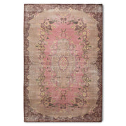 Tappeto annodato in lana floreale rosa (200x300)