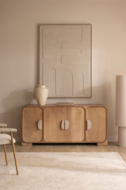 Kivalina - Credenza 160x45 cm in legno di mango e pietra naturale
