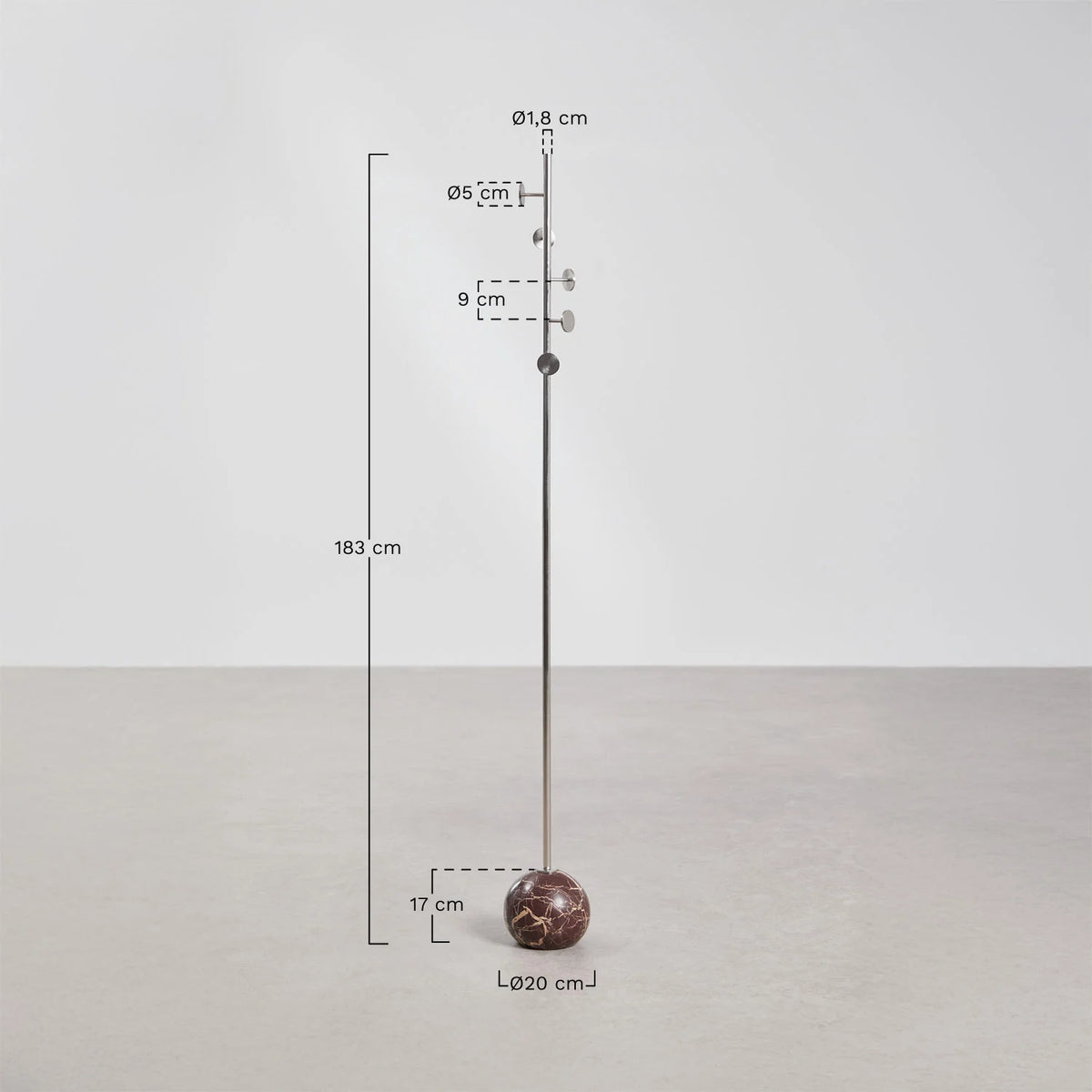 Felora - Appendiabiti da terra in ferro e marmo