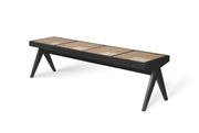 Panca in rattan B.T.H. Flats 4 - Charcoal Black - Pierre Jeanneret Edition