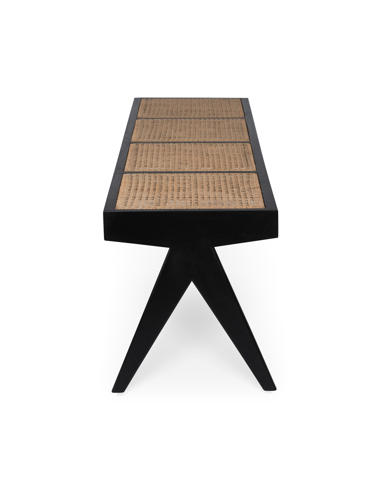 Panca in rattan B.T.H. Flats 4 - Charcoal Black - Pierre Jeanneret Edition
