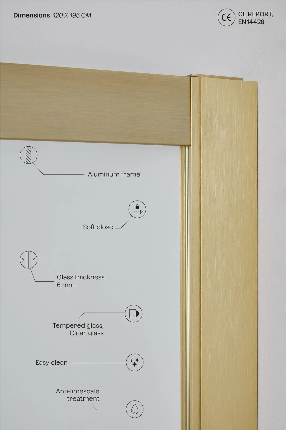 Dover - Mampara doccia con accesso frontale e porta scorrevole soft closing, vetro temperato 6 mm e alluminio