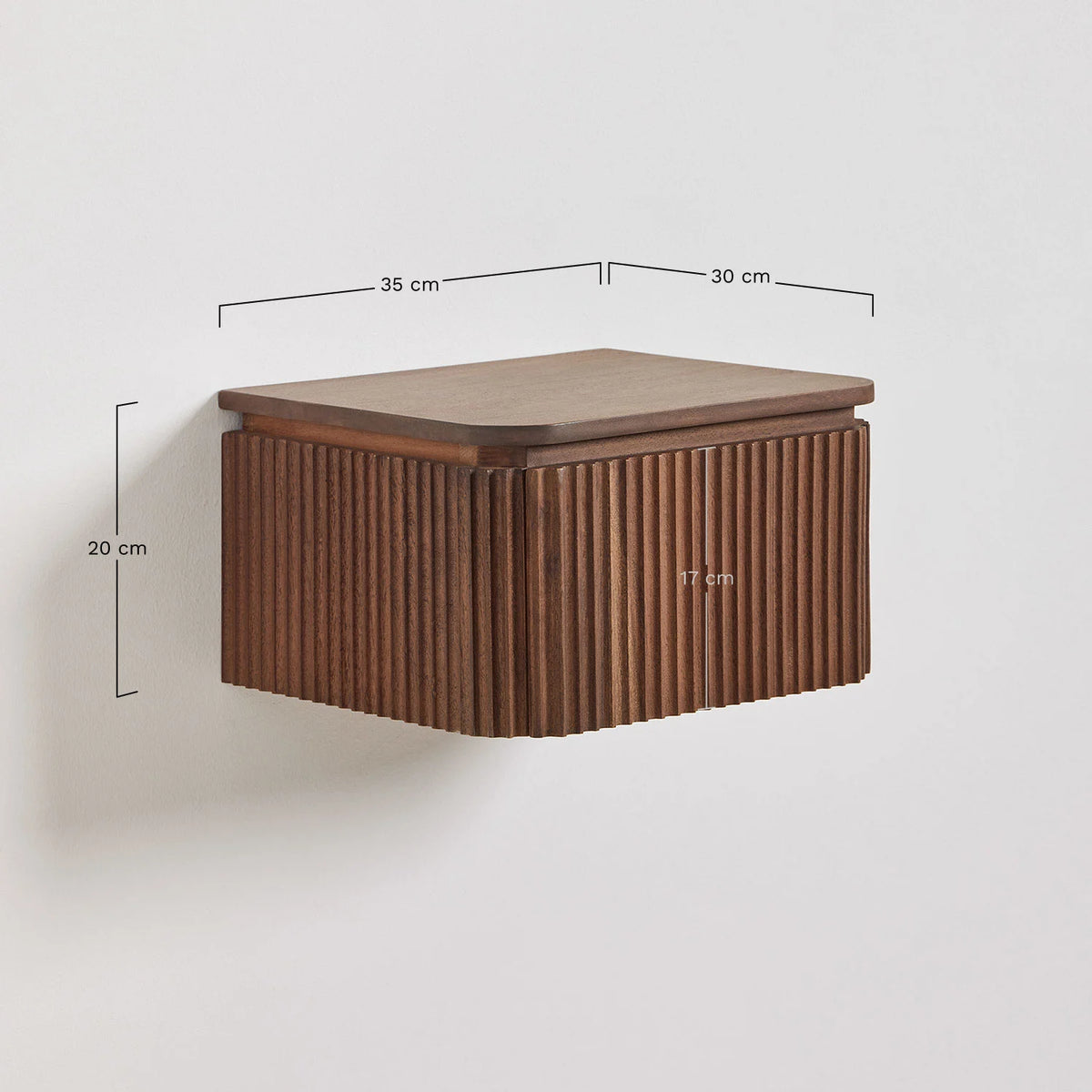 Biljandi - Comodino sospeso rettangolare 35x30 cm in legno di acacia