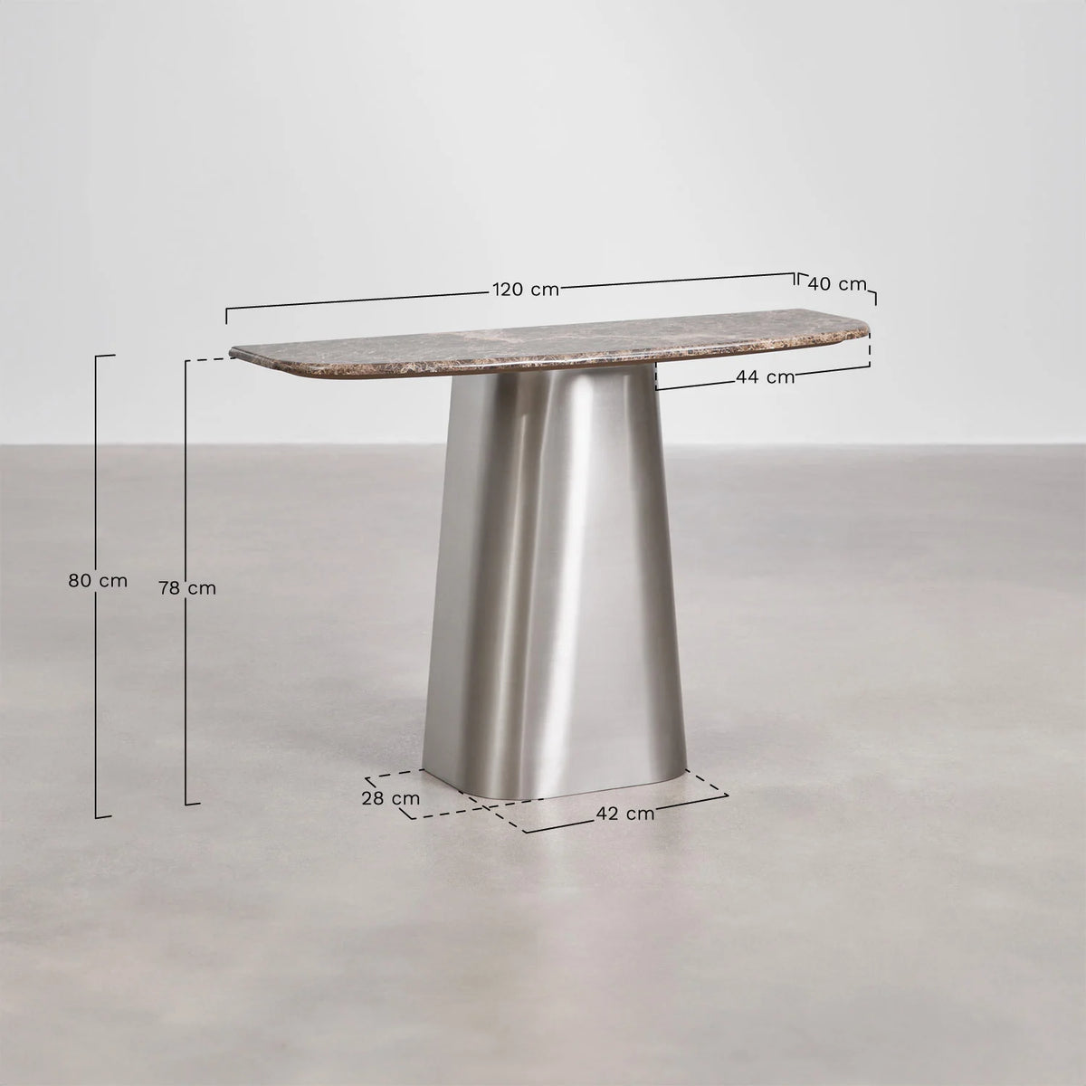 Moreila - Consolle ingresso 120x40 cm in pietra naturale e acciaio inossidabile
