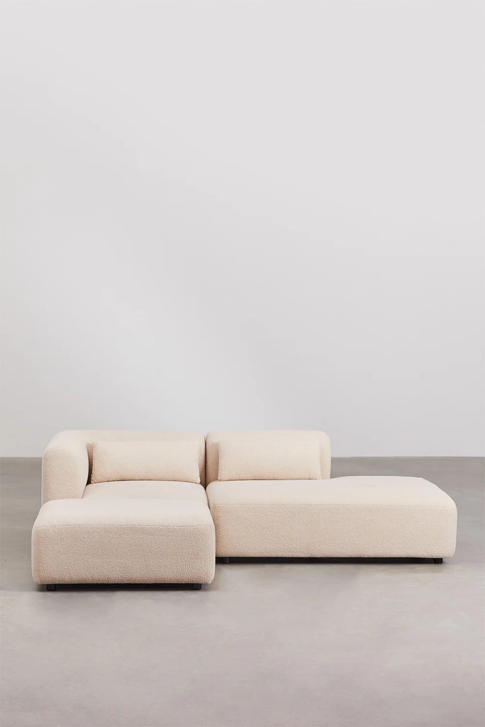 Fogler - Divano componibile angolare in 2 pezzi con chaise longue destra e pouf