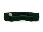 Divano Angolare Modulare Destro in Velluto, "Kate", 4 Posti, 252x220x76 - Verde Bottiglia