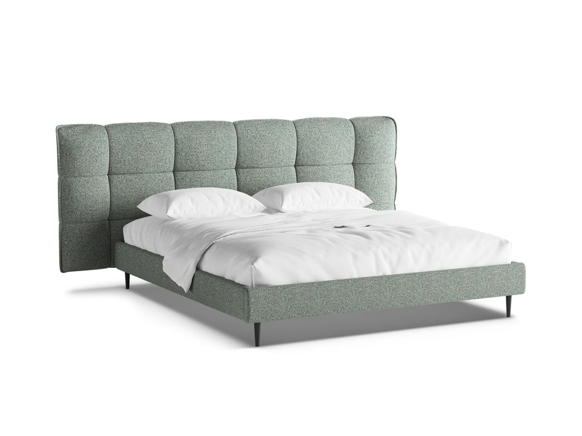 Letto con Contenitore e Testata, "Eric", 220x290x114 - Verde Muschio Melange