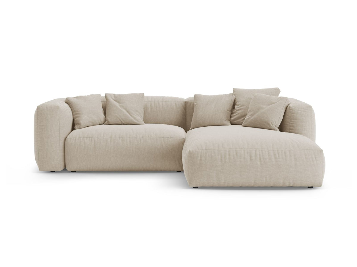 Divano Angolare Destro con Funzione Letto, "Martina", 4 Posti, 280x170x75 - Beige Chiaro