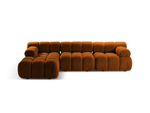 Divano Angolare Modulare Sinistro in Bouclé, "Bellis", 4 Posti, 282x155x70
