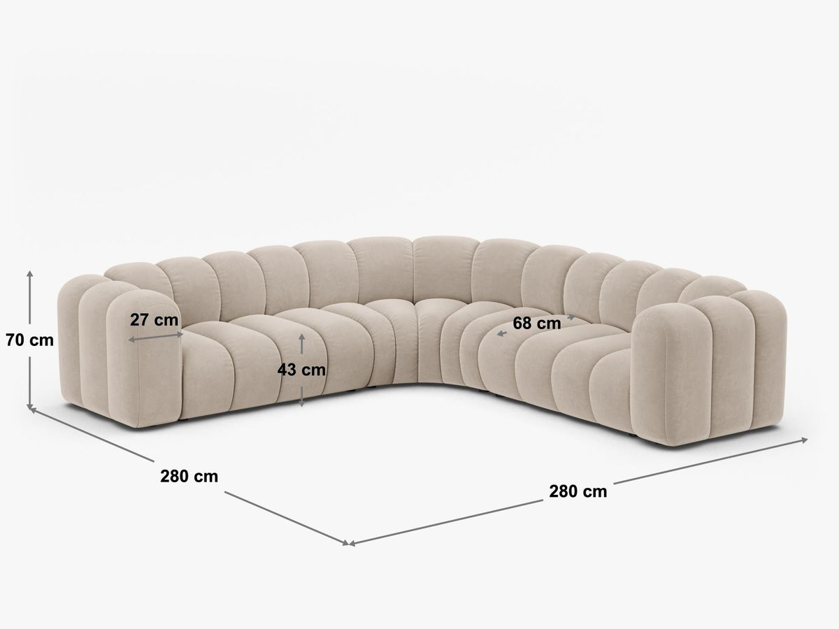 Divano Angolare Simmetrico Componibile Lupine, 6 Posti, 280x280x70
