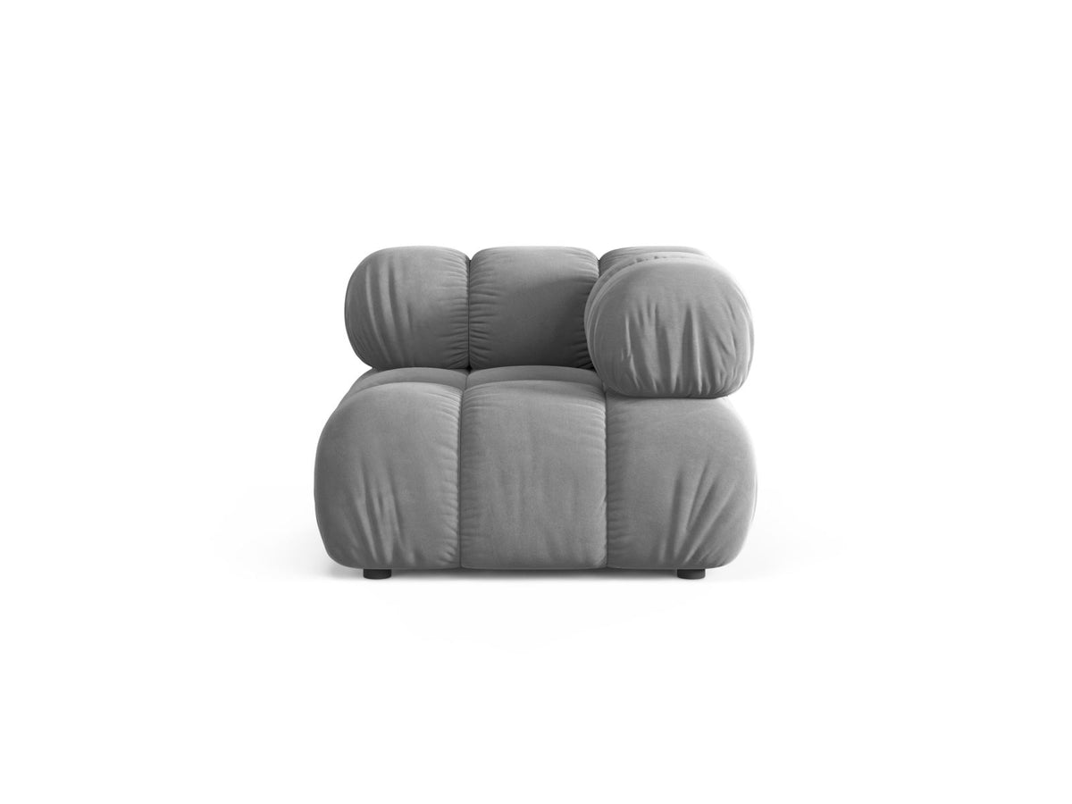 Modulo Angolare in Velluto, "Bellis", 1 Posto, 94x94x70 - Grigio Chiaro