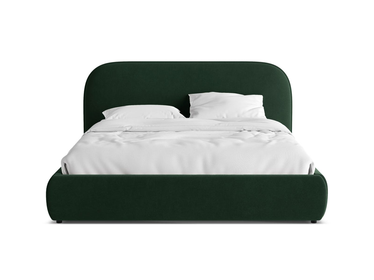 Letto con Contenitore e Testata in Velluto, "Murada", 226x233x100 - Verde Bottiglia