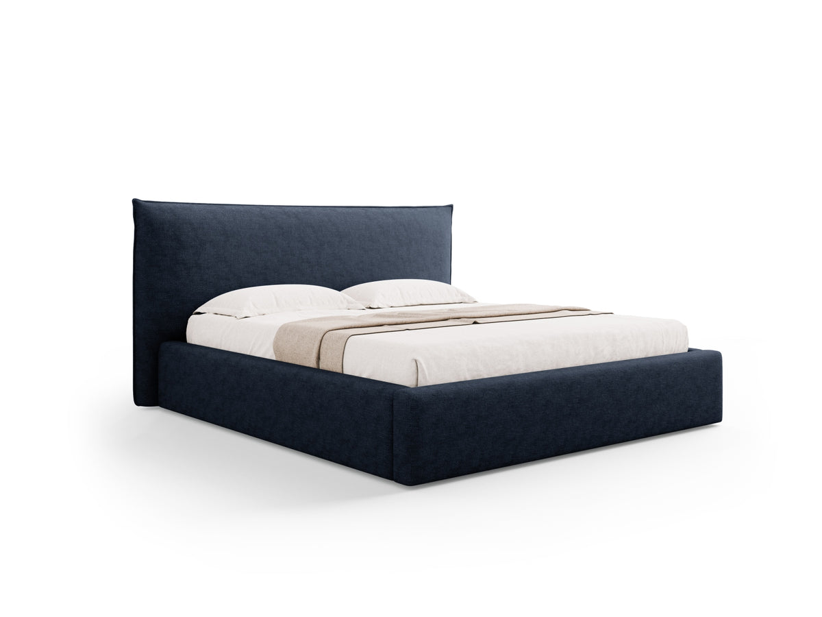 Letto con Contenitore e Testata, "Kaelle", 223x240x111 - Blu Scuro