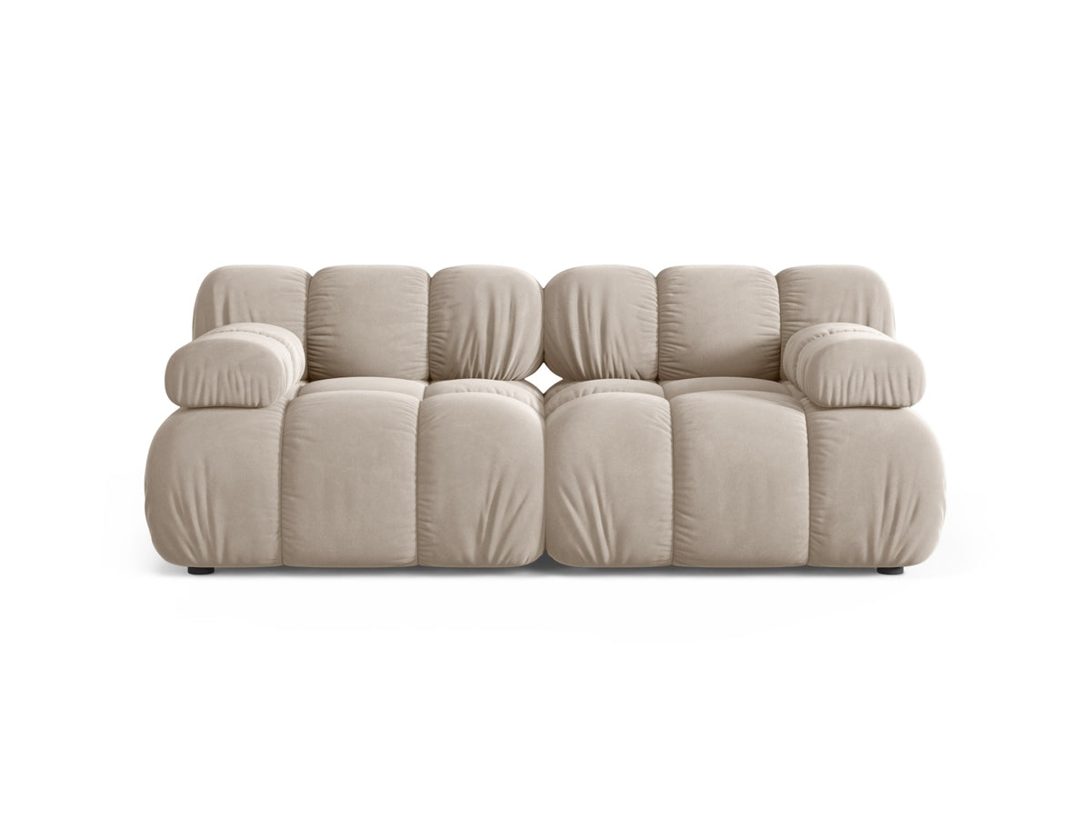 Divano Modulare in Velluto, "Bellis", 2 Posti, 188x94x70 - Beige Scuro
