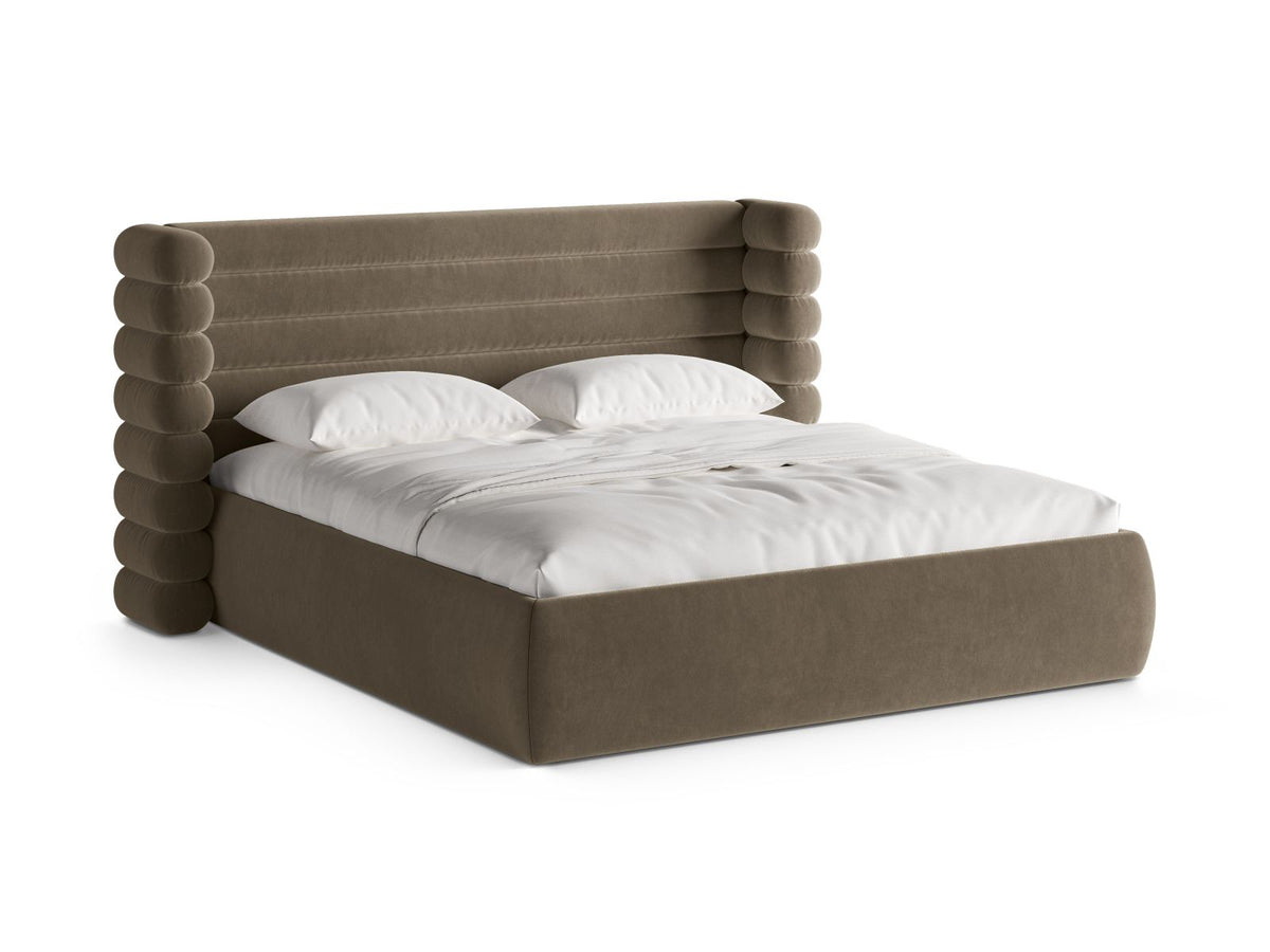 Letto con Contenitore e Testata, "Mount", 228x236x120 - Grigio Bruno