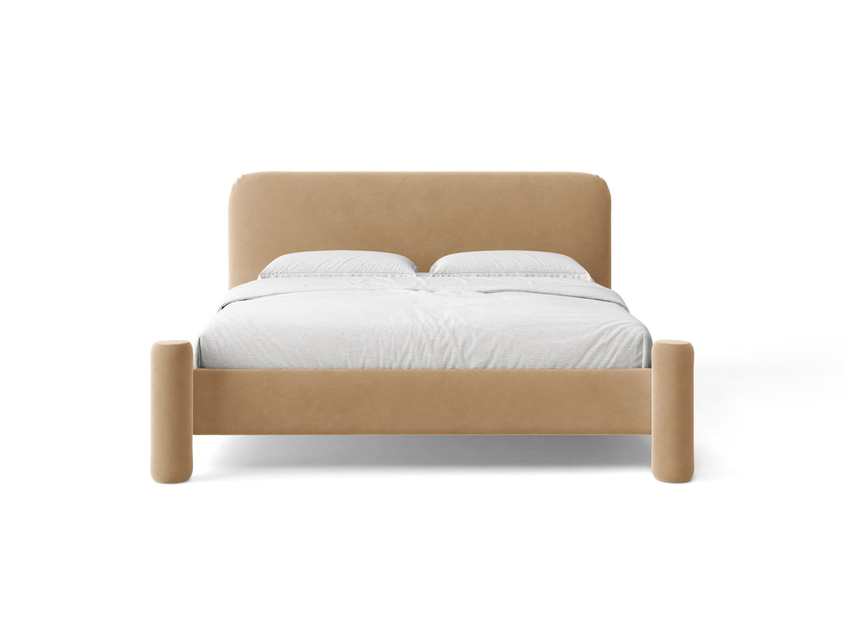Letto con Testata Vera - Beige Mandorla 160x200