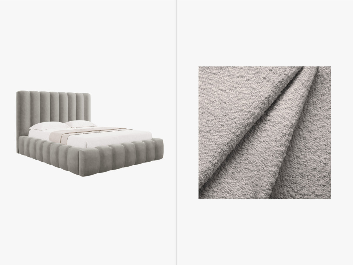 Letto Contenitore con Testata Kelp - Grigio Chiaro 180x200