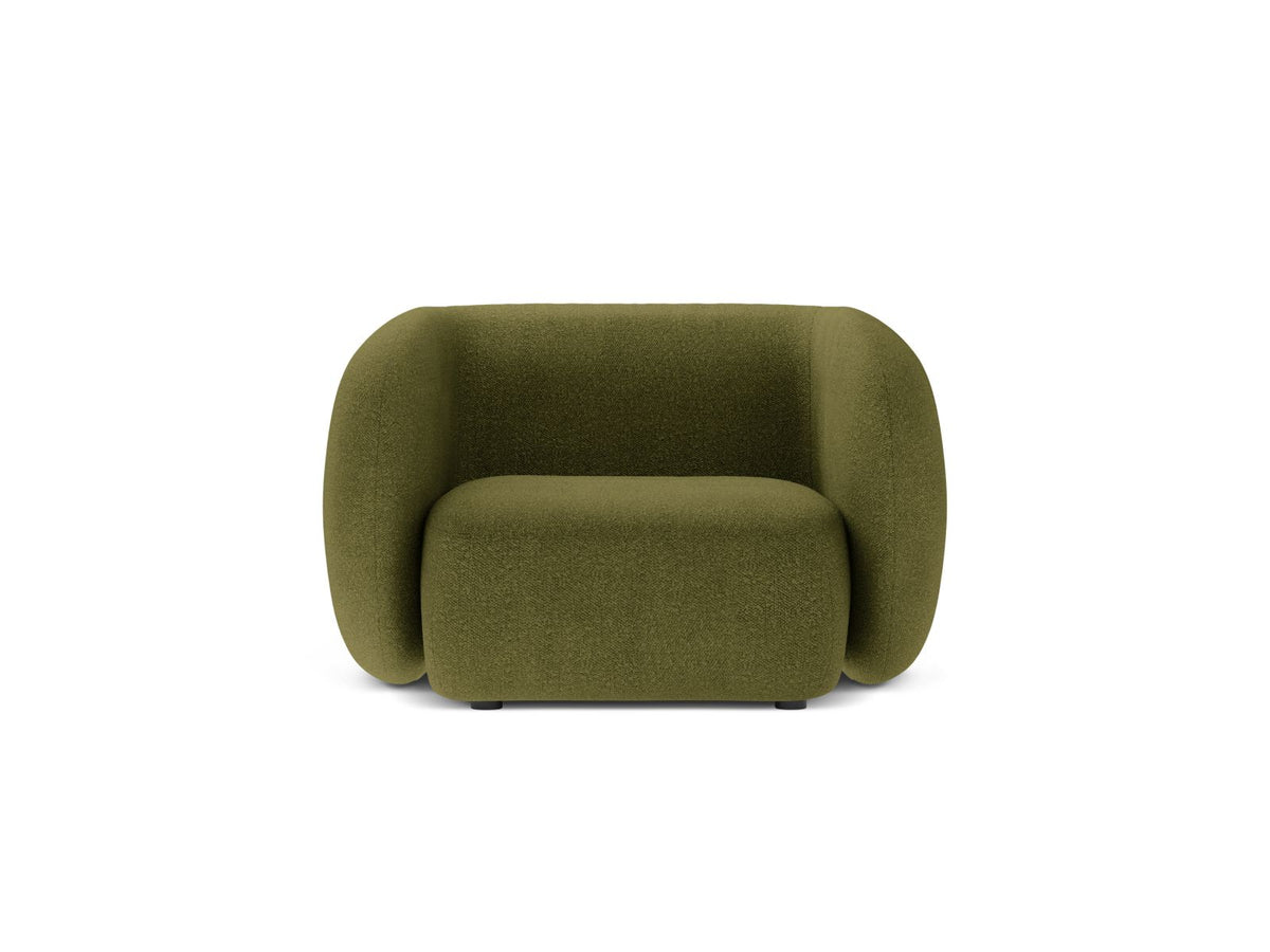 Poltrona in Bouclé, "Kate", 1 Posto, 108x89x76 - Verde Oliva Scuro