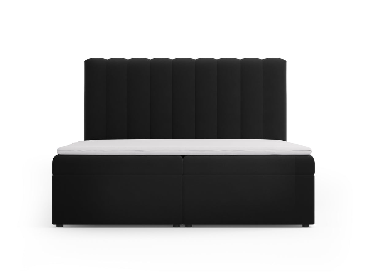 Letto Boxspring con Testata, Materasso e Topper Kelp - Nero 180x200