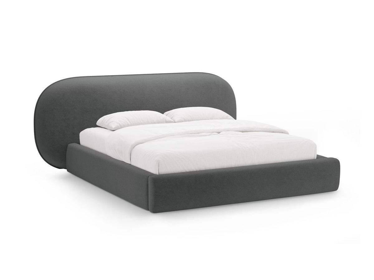 Letto con Contenitore e Testata, "Ovalo", 234x270x96 - Grigio Scuro