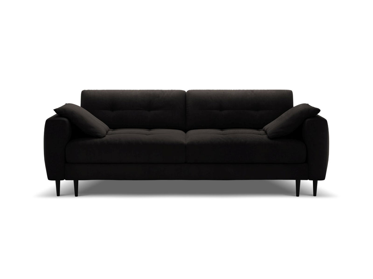 Divano Letto con Contenitore in Velluto, "Bemy", 3 Posti, 242x110x92 - Nero