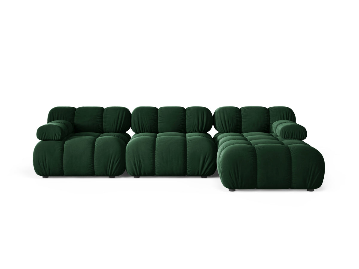 Divano Angolare Modulare Destro in Velluto, "Bellis", 4 Posti, 282x155x70 - Verde Bottiglia
