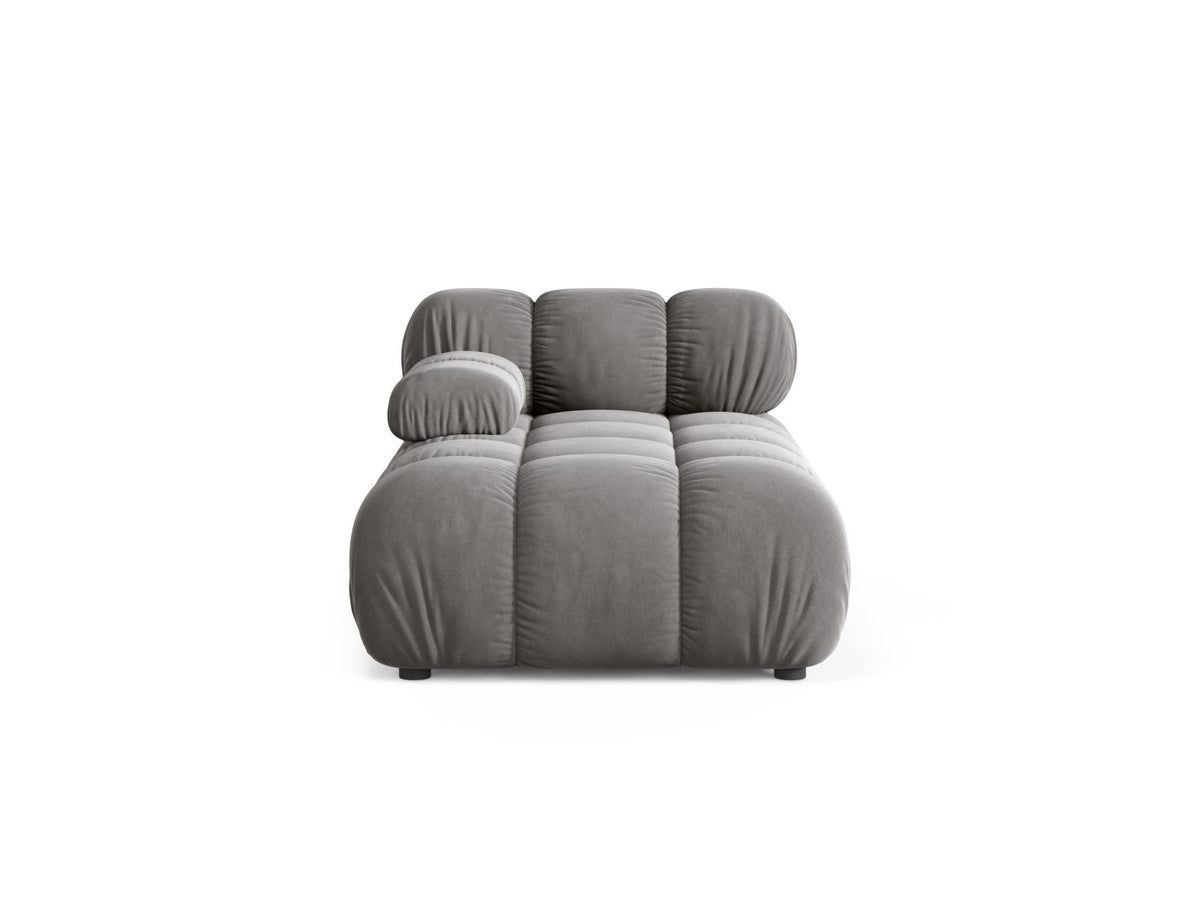 Chaise Longue Sinistra in Velluto, "Bellis", 1 Posto, 155x94x70 - Grigio Chiaro